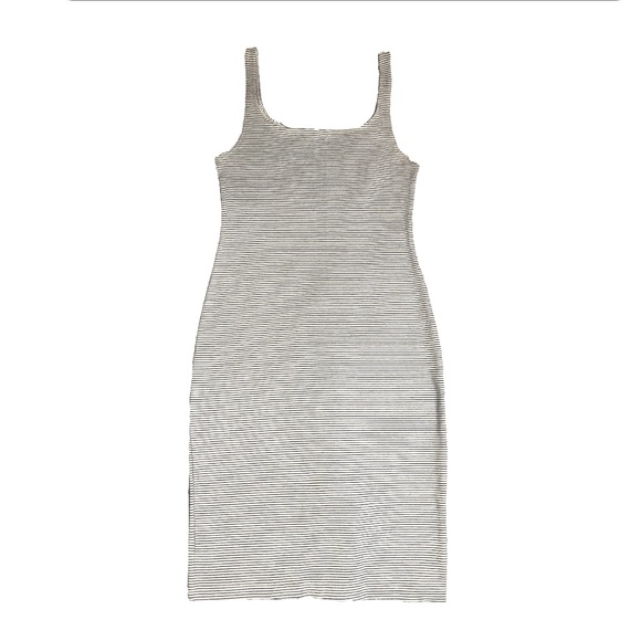 Zara White Navy Striped Bodycon Midi Dress - Picture 3 of 13